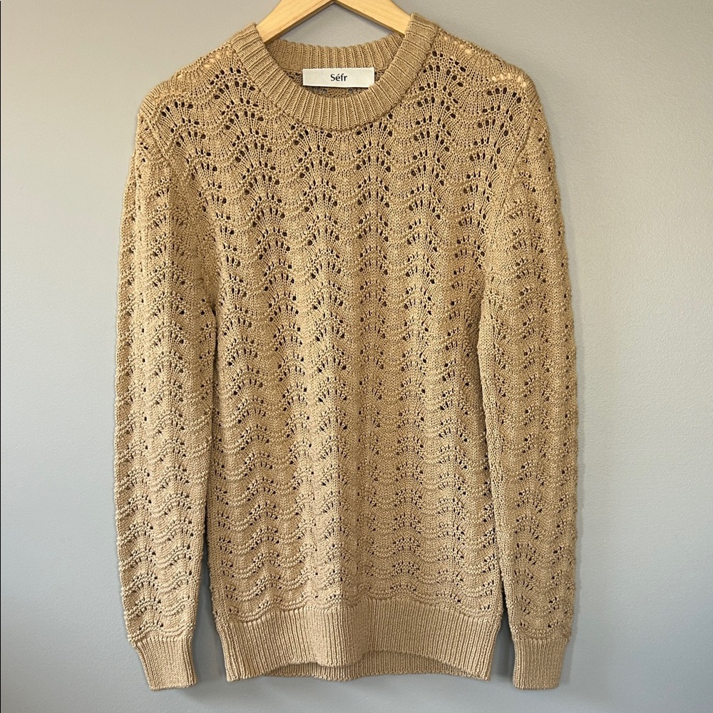Sefr Leth Waffle Knit‎ Sweater Caramel Tan Size XS Oversized